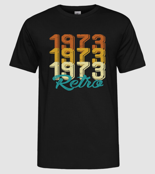 Retro 1973 model negru pe tricou
