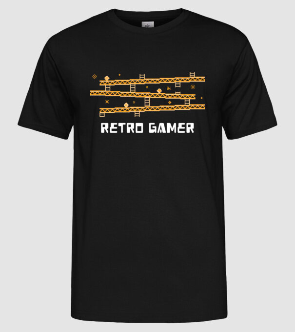 Retro gamer 2 model negru pe tricou
