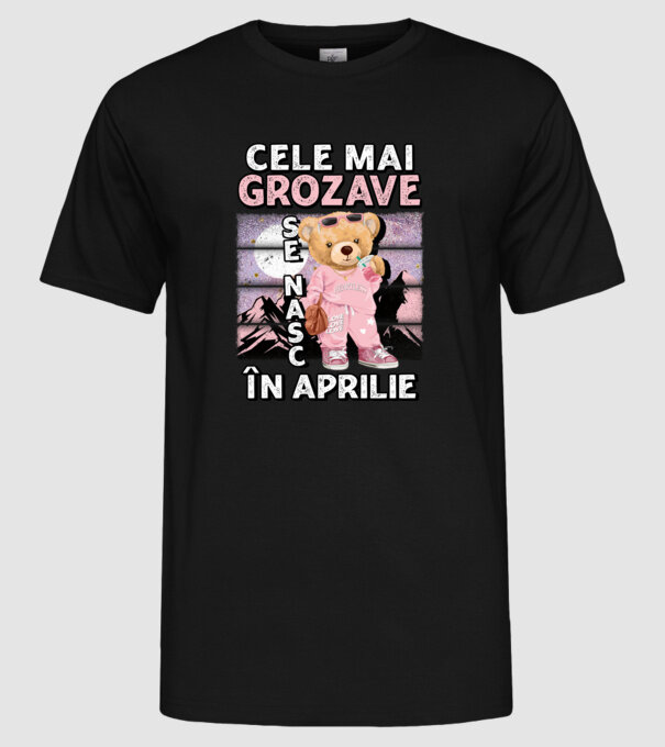 RETRO teddy fetişcană APRILIE model negru pe tricou