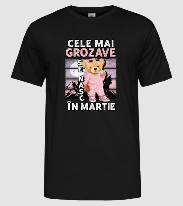 RETRO teddy fetişcană MARTIE model negru pe tricou