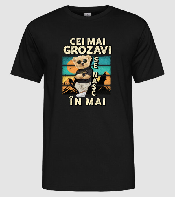 RETRO teddy MAI model negru pe tricou