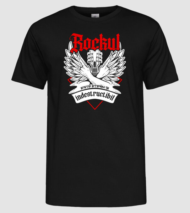Rockul este etern și indestructibil model negru pe tricou