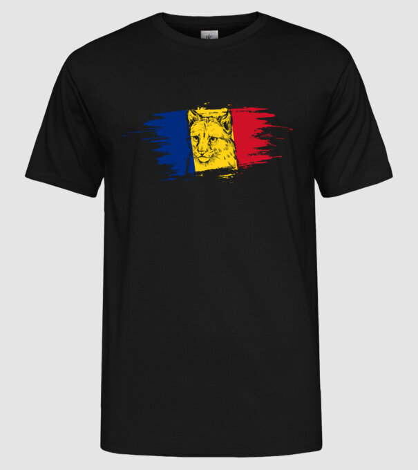 romania eurasian lynx model negru pe tricou