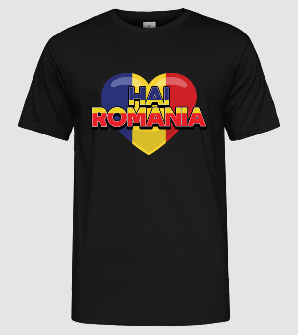 Romania heart model negru pe tricou
