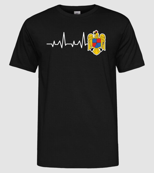 ROMANIA heartbeat model negru pe tricou