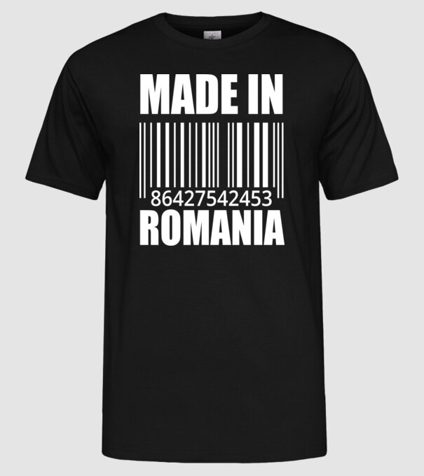 România made in model negru pe tricou