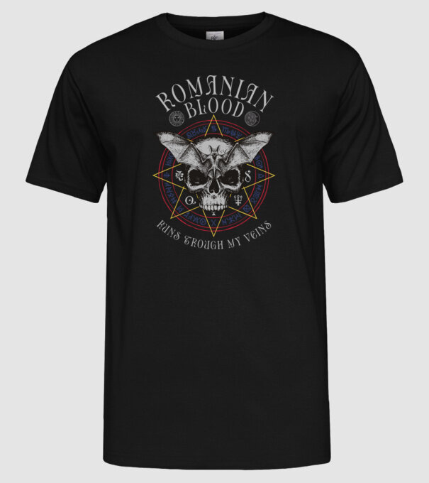 România Romanian Blood model negru pe tricou