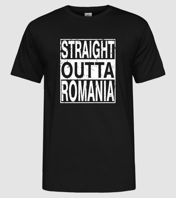 România straight outta model negru pe tricou