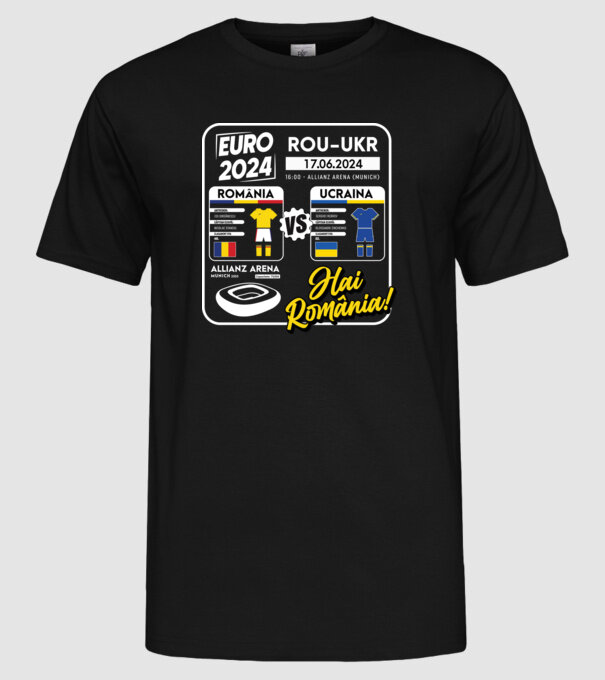 ROU-UKR euro 2024 calendar model negru pe tricou