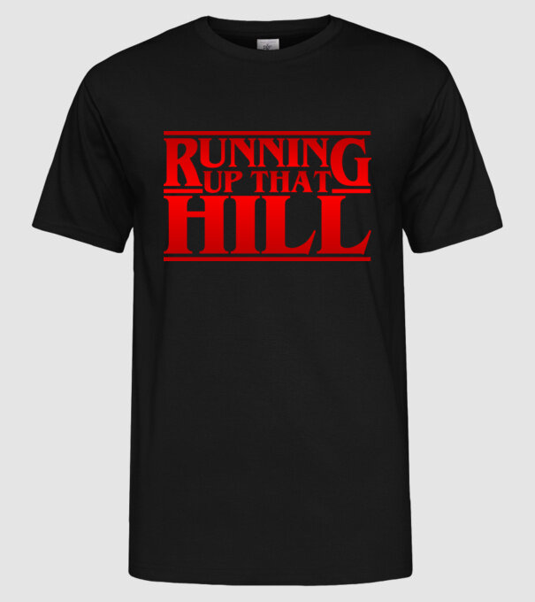 running up that hill model negru pe tricou