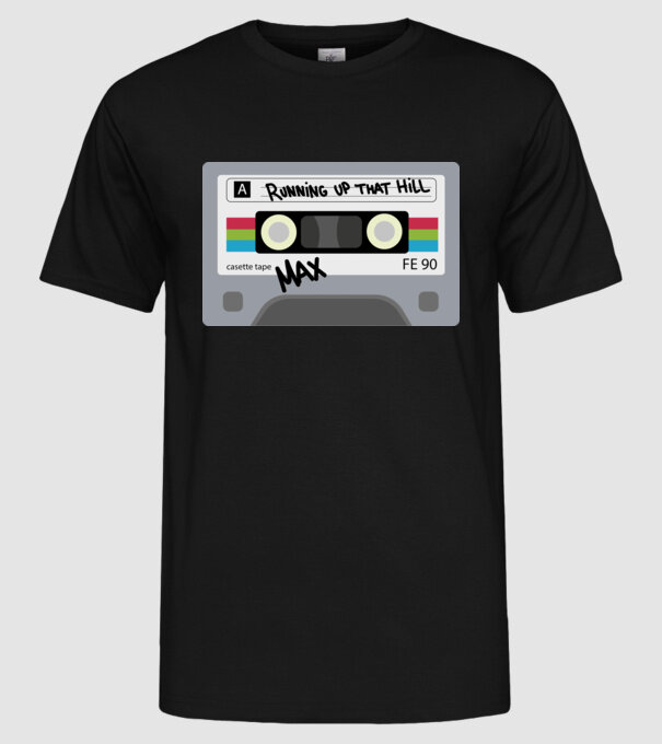 running up that hill casette model negru pe tricou