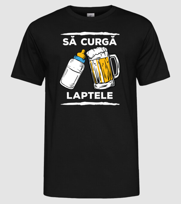 să curgă laptele! model negru pe tricou