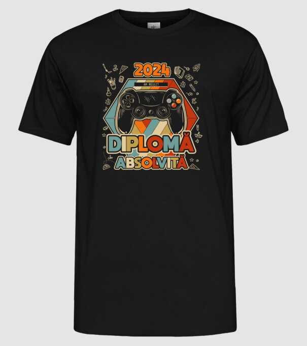 școala generală diplomă model negru pe tricou