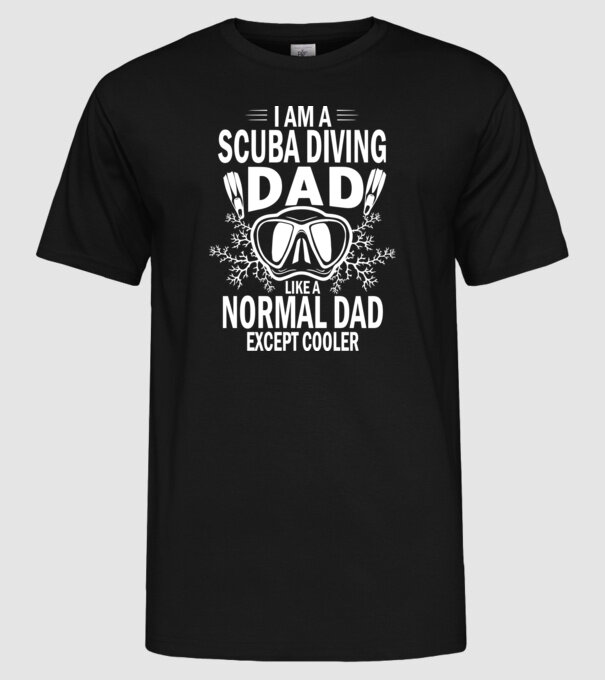 Scuba Dad model negru pe tricou
