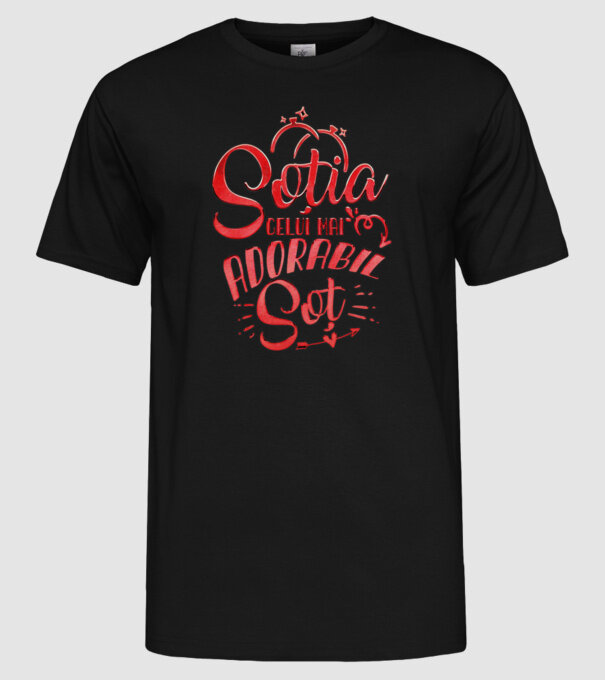 Soția celui mai adorabil soț model negru pe tricou