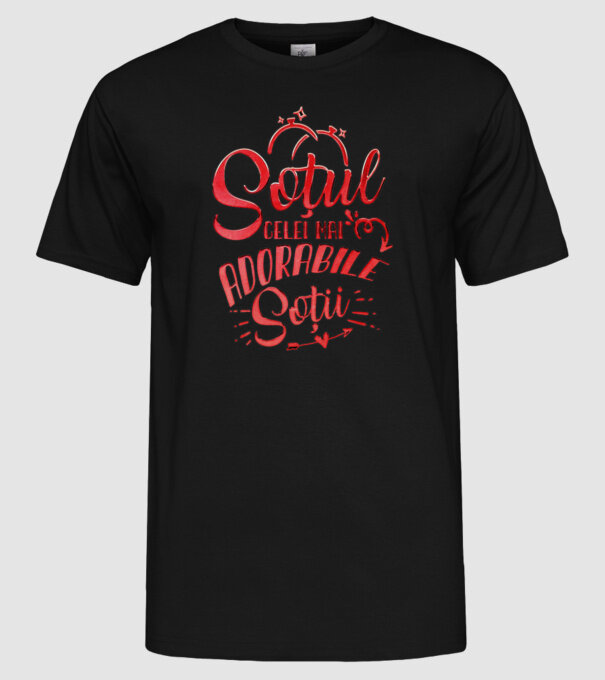Soțul celei mai adorabile soții model negru pe tricou