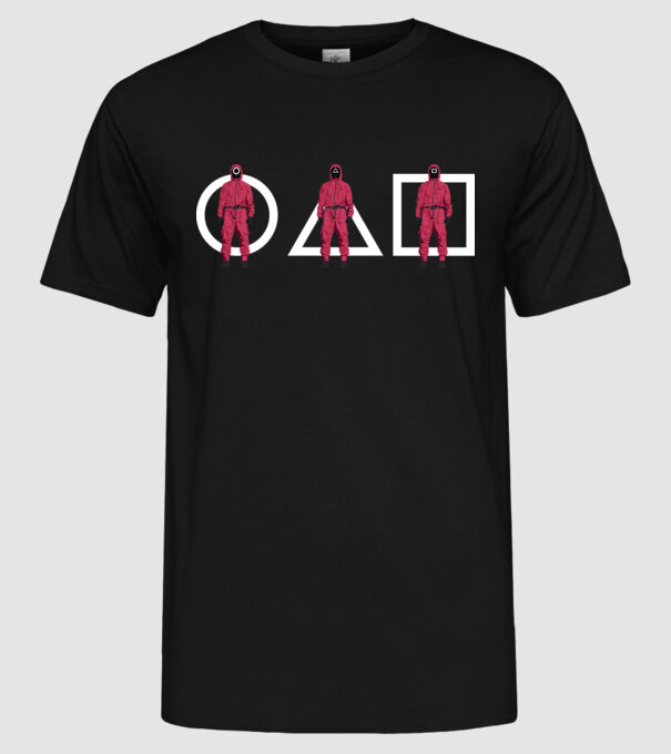 squid game characters model negru pe tricou