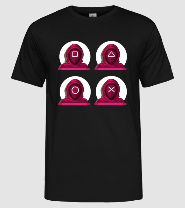 squid game characters model negru pe tricou