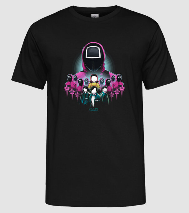 squid game crew model negru pe tricou