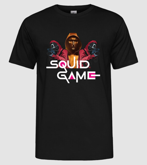 squid game poster model negru pe tricou