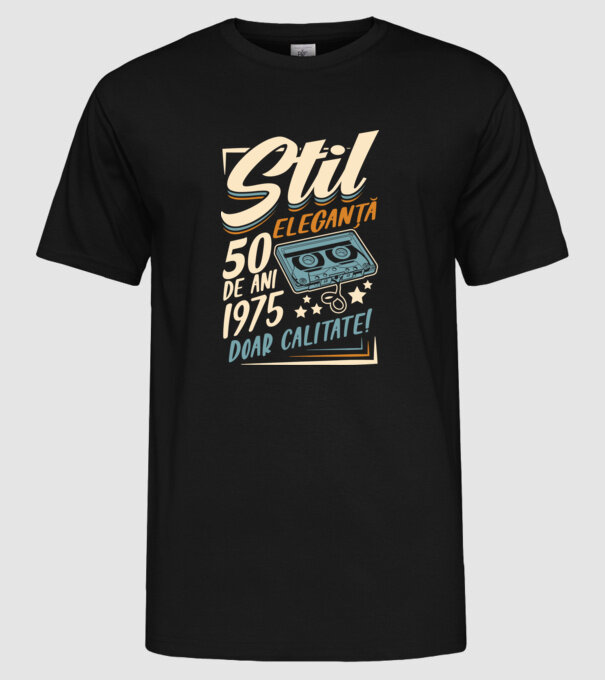 Stil eleganta 1975 model negru pe tricou