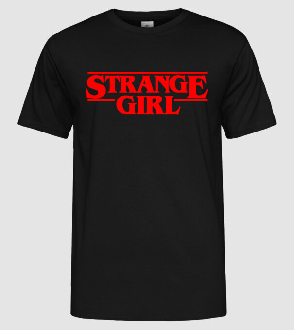 strange girl model negru pe tricou
