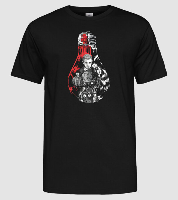 stranger things bulb model negru pe tricou