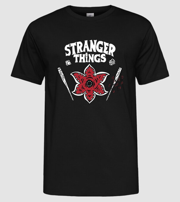 stranger things demogorgon head model negru pe tricou