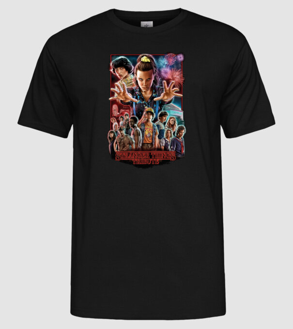 stranger things tribute poster model negru pe tricou