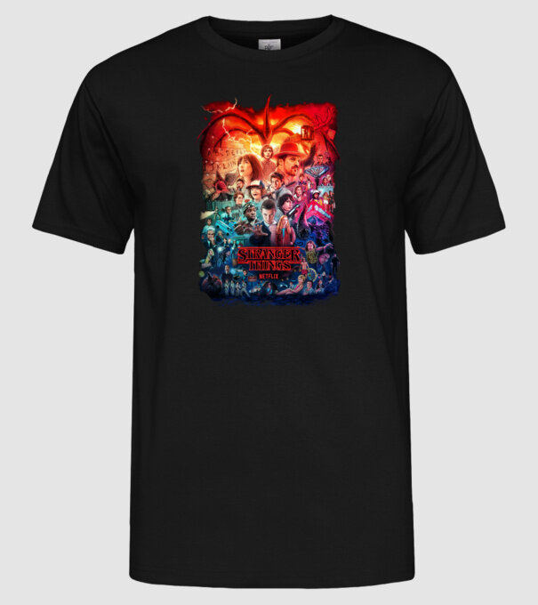 stranger things tribute poster2 model negru pe tricou