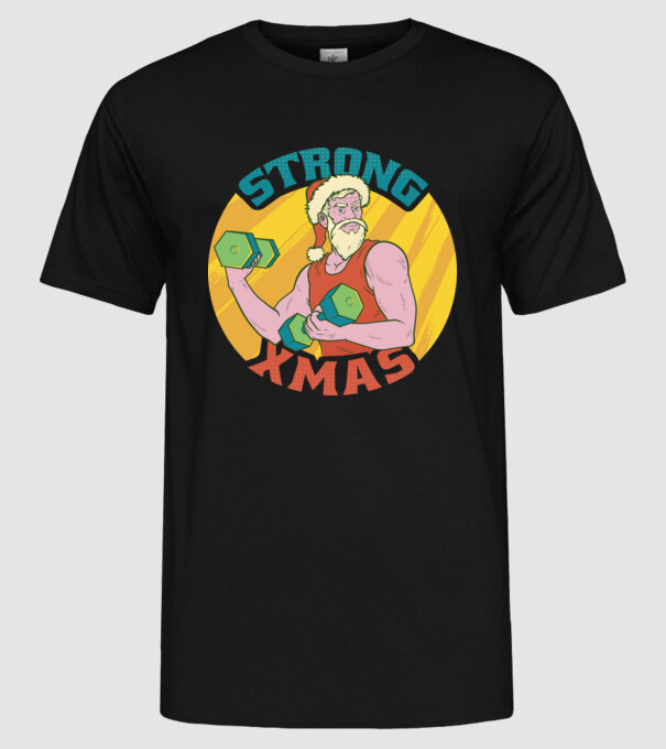 strong xmas model negru pe tricou