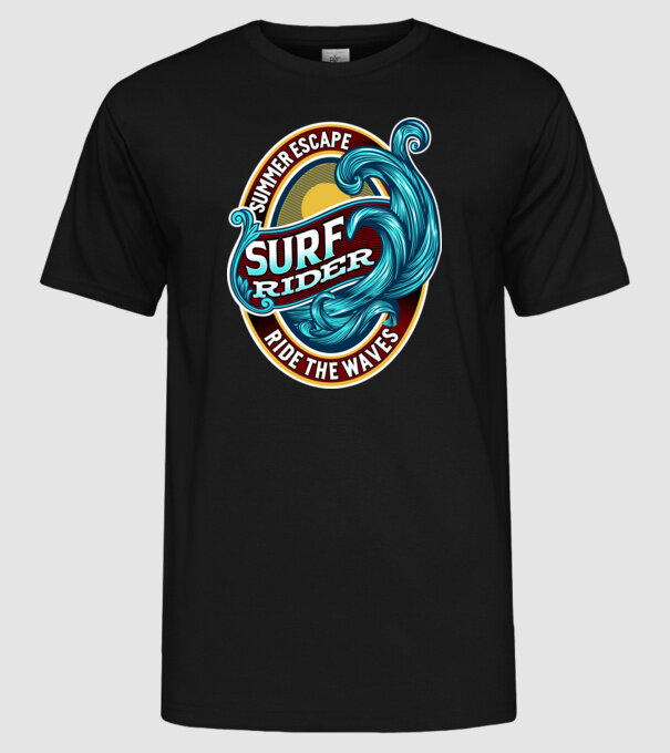 Summer Escape model negru pe tricou