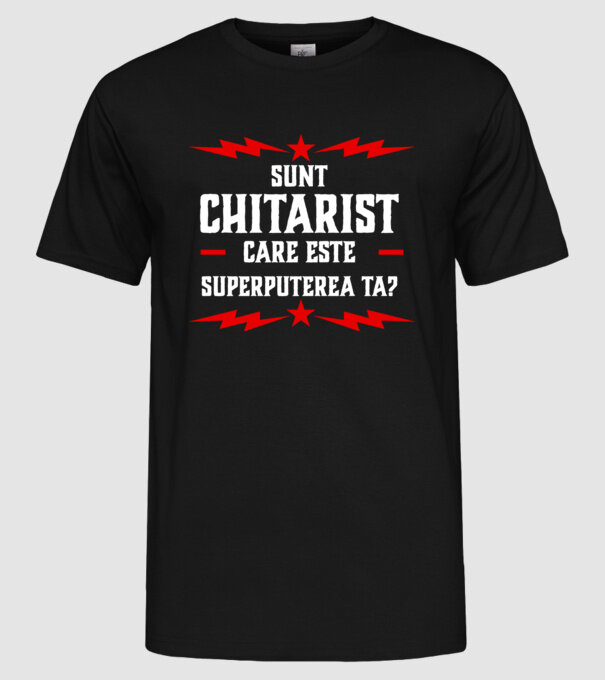 sunt chitarist, care este superputerea ta? model negru pe tricou