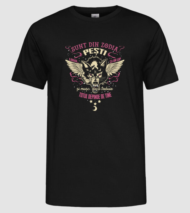 Peşti model negru pe tricou