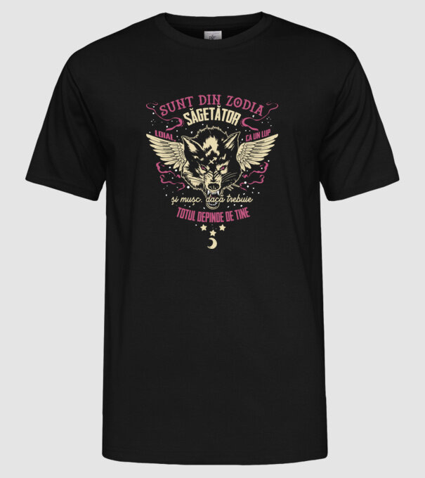 Săgetător model negru pe tricou
