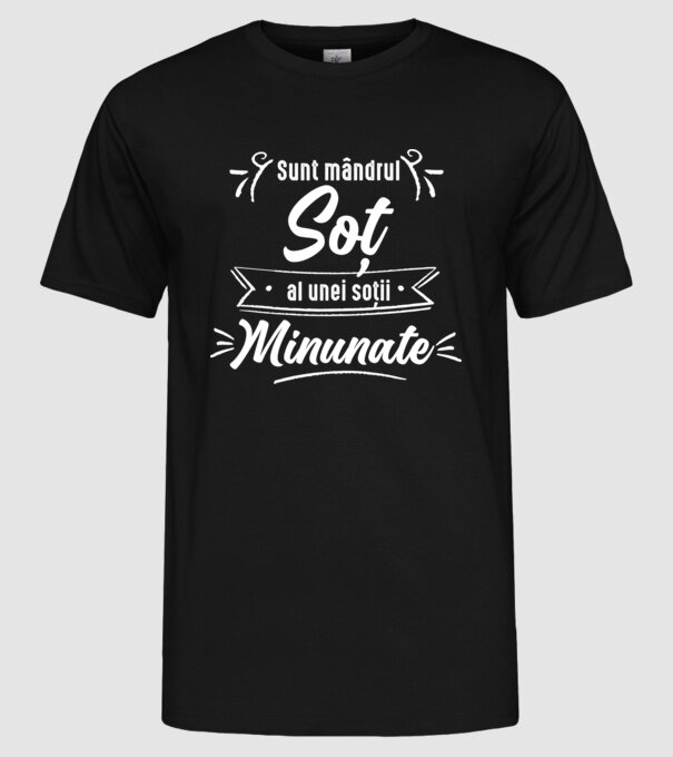 Sunt mândrul soț al unei soții minunate model negru pe tricou