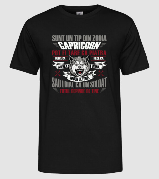 Sunt un tip din zodia Capricorn model negru pe tricou