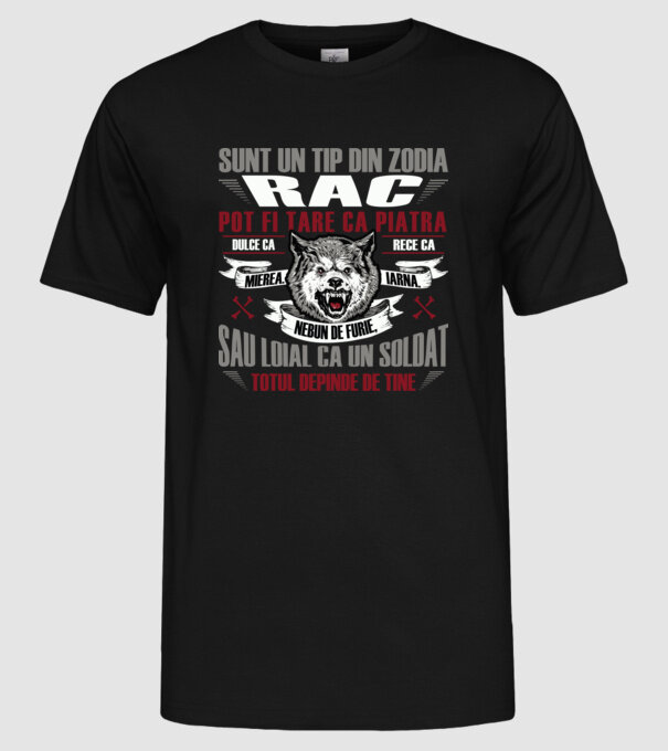 Sunt un tip din zodia Rac model negru pe tricou