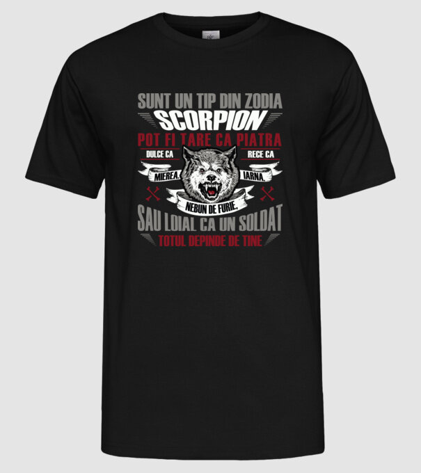 Sunt un tip din zodia Scorpion model negru pe tricou