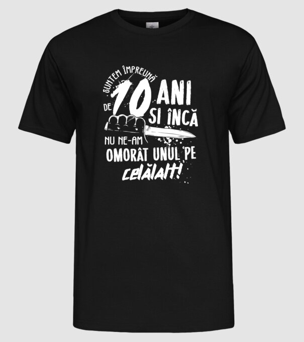 Suntem împreună de 10 ani model negru pe tricou