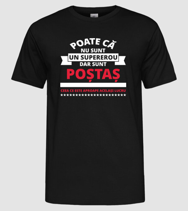 Supererou poştaş model negru pe tricou