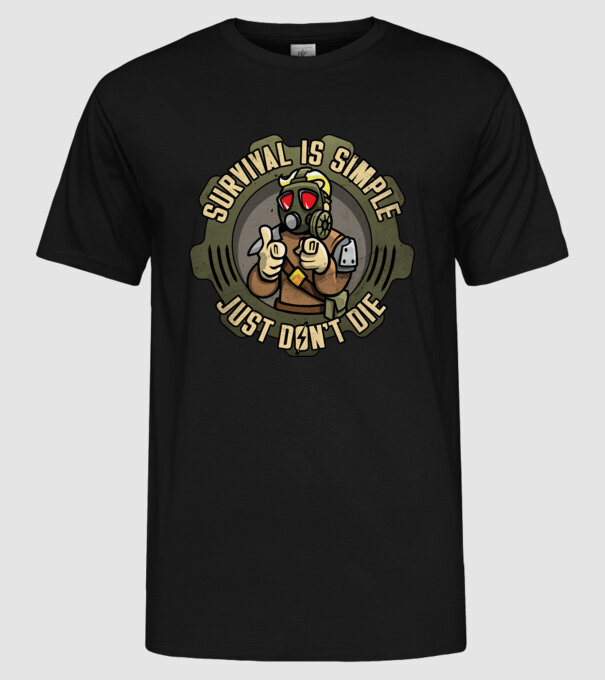 Survival model negru pe tricou