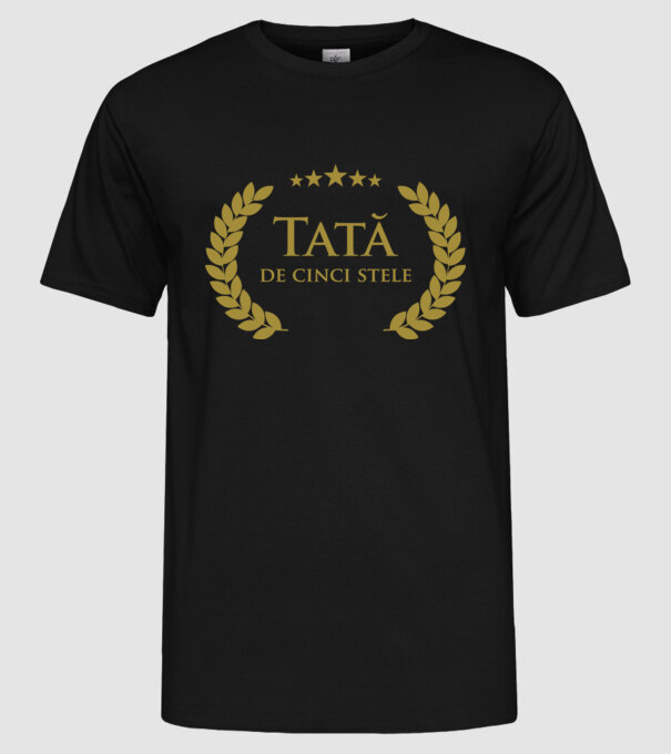 Tată de cinci stele model negru pe tricou