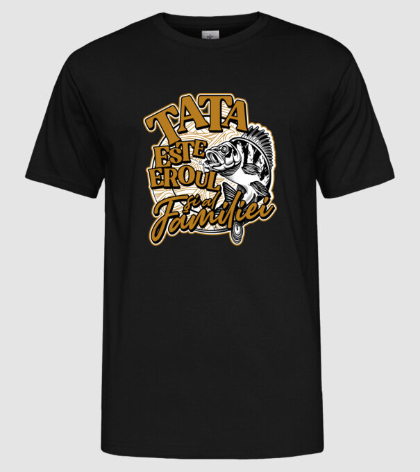 Tata este eroul apelor și al familiei model negru pe tricou