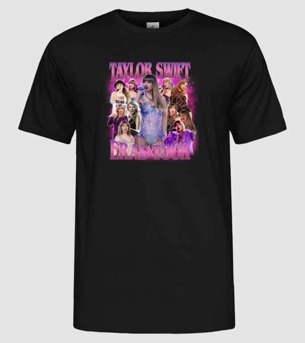 Taylor Swift ERAS bootleg 01 model negru pe tricou