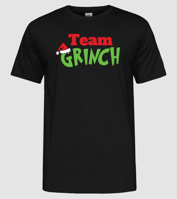 Team Grinch model negru pe tricou