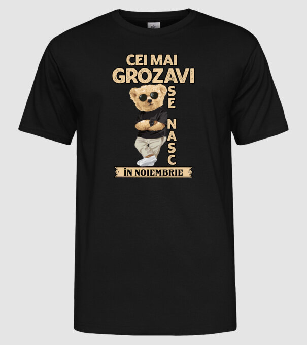 Teddy cel cool noiembrie model negru pe tricou