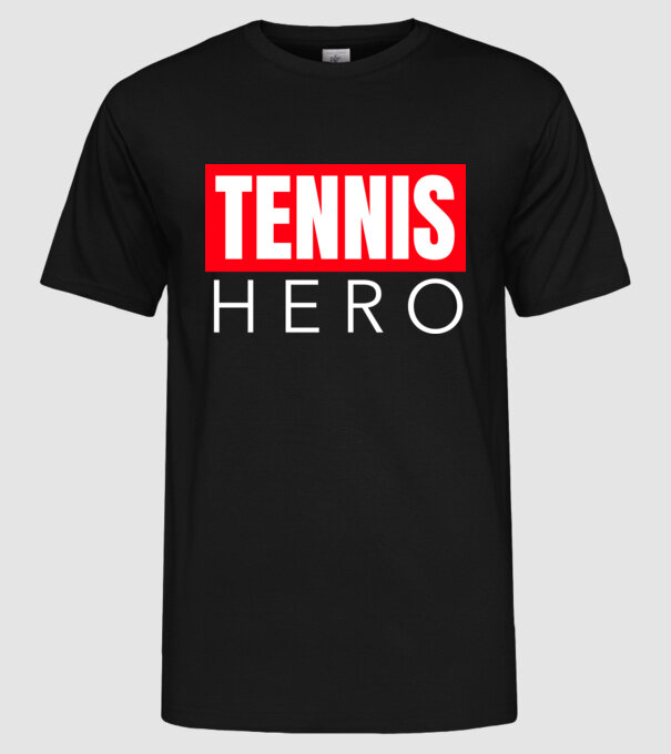 TENNIS HERO model negru pe tricou