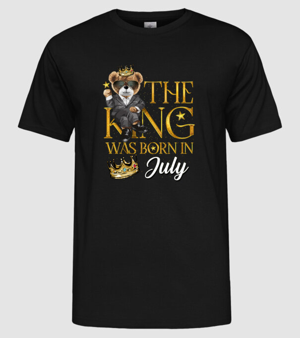 The king was born int JULY model negru pe tricou