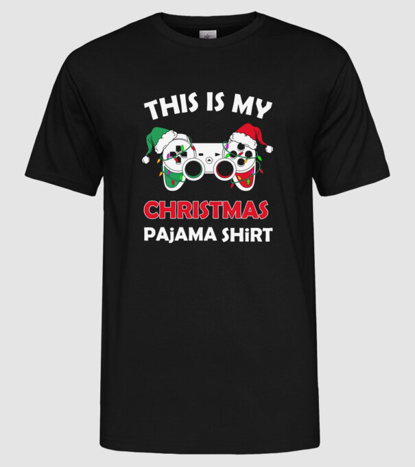 This is my christmas pajama model negru pe tricou